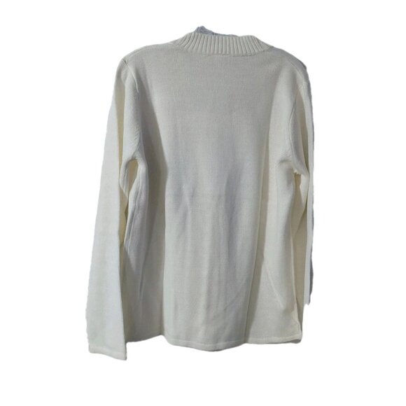 Adrian Delafield Sweater Size Large Beaded Knit Cream Faux Tank Pearl Buttons - Picture 3 of 9